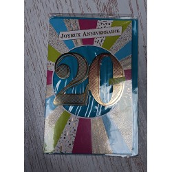 Carte anniversaire 20 ans joyeux anniversaire design