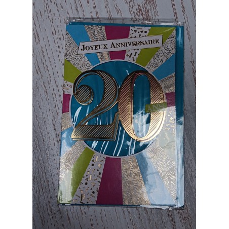 Carte anniversaire 20 ans joyeux anniversaire design