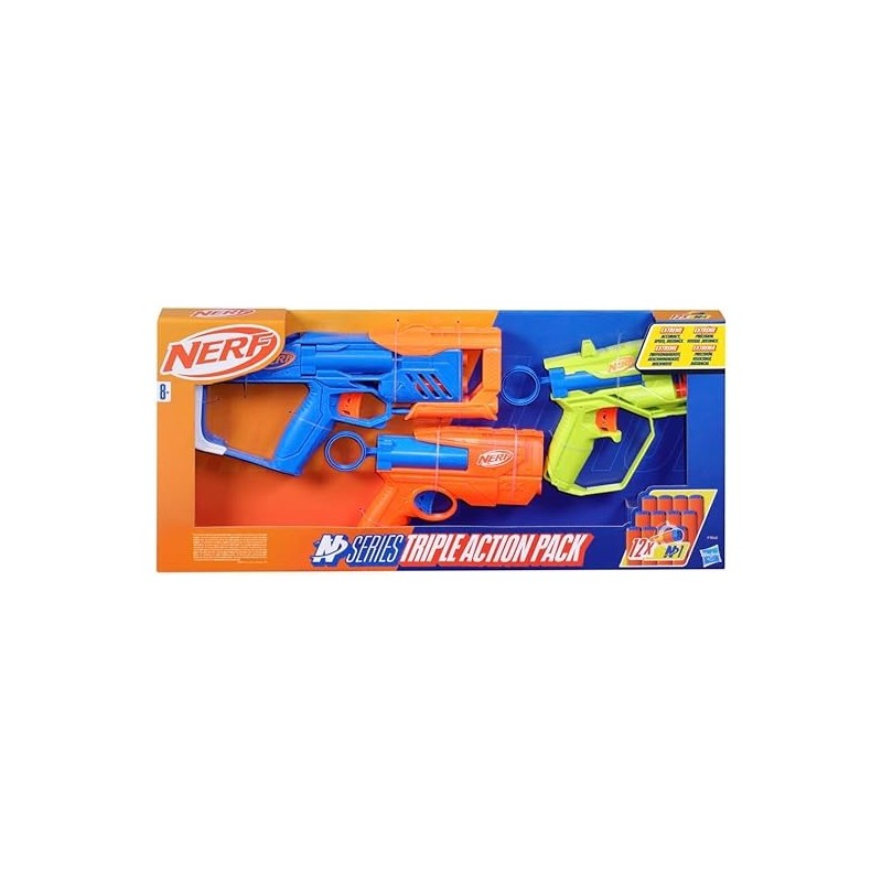 Pack Nerf N-Strike 3 blasters +12 fléchettes
